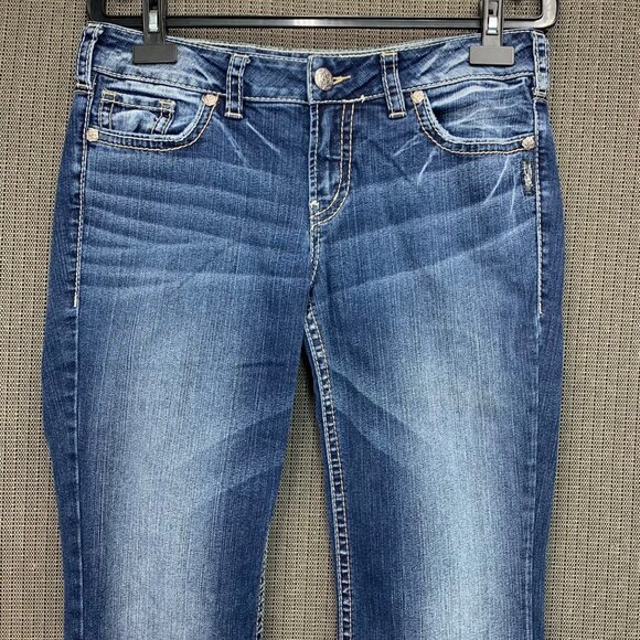Silver Jeans Co. Womens W33/L33 Blue Suki Mid Slim Bootcut Denim Jeans - Picture 10 of 12
